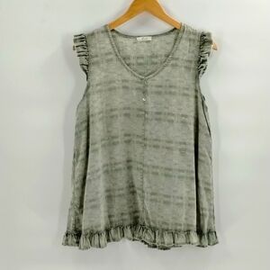Easel light green textured ruffle.sleeve blouse size large lightweight